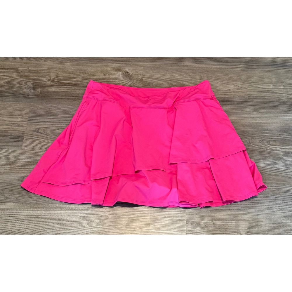 Lands End Hot Pink Tiered Swim Skirt with Built-in Shorts size 1X 16W - 18W